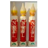 Vintage Noel Candle Blow Molds Set of 3 Red Candles with White Drips & Amber Flames