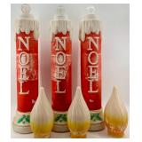 Vintage Noel Candle Blow Molds Set of 3 Red Candles with White Drips & Amber Flames