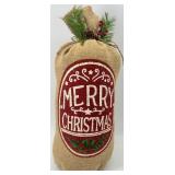 Christmas Decor Lot & Wooden Trees Noel Sign & Burlap Sack