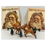 The Night Before Christmas Lot: Vintage Books & Reindeer Figures