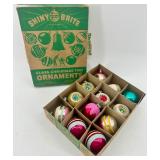 Vintage Shiny Brite Glass Christmas Tree Ornaments & Box