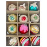 Vintage Shiny Brite Glass Christmas Tree Ornaments & Box