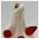 Vintage White Ceramic Christmas Tree Lamp & Red Star Ornament