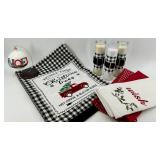 Kringle Farms Christmas Decor Set Towels, Ornament, Candles