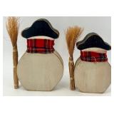 Vintage Christmas Snowman Figures With Twig Wreath Set