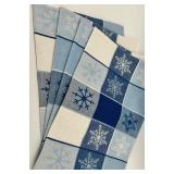 Winter Holiday Decor Lot: Snowflake Placemats, Let It Snow Candle, Blue Boxes and Santa