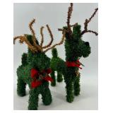 Merry Christmas Decor Set: Green Reindeer Topiaries, JOY Blocks & LED Sign