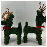 Merry Christmas Decor Set: Green Reindeer Topiaries, JOY Blocks & LED Sign