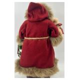 Plaid Tree Skirt & Burlap Tree, Santa Figurine & Teddy Bear Holiday Decor Lot