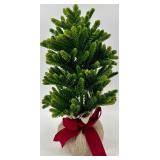 Plaid Tree Skirt & Burlap Tree, Santa Figurine & Teddy Bear Holiday Decor Lot