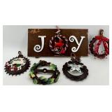 Vintage Artisan Joy Sign Wall Decor & Rustic Holiday Wreath Set