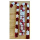 JUMBO SIZE Tinsel Candy Canes & Red White Silver Christmas Ornaments
