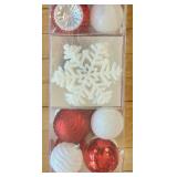 JUMBO SIZE Tinsel Candy Canes & Red White Silver Christmas Ornaments