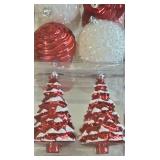 JUMBO SIZE Tinsel Candy Canes & Red White Silver Christmas Ornaments