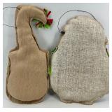 Christmas Decor Lot Tree Pillow, Snowman and Owl wall hangers & Woven Basket