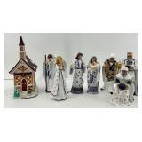 Caspar, Melchior & Balthasar Nativity Figures & Shepherd and Hawthorne Village