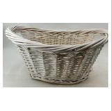 Merry Christmas Banner & Decorative Mesh Rolls & White Wicker Basket