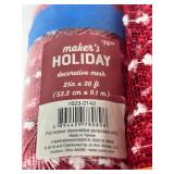 Merry Christmas Banner & Decorative Mesh Rolls & White Wicker Basket