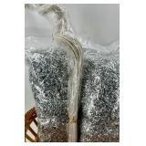 Pine Garland with Cones & Woven Basket, Patterned Cone Decor & Silver Coil Trim