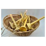 Yellow Candle-Style Lights & Wicker Basket