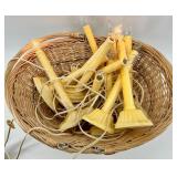 Yellow Candle-Style Lights & Wicker Basket