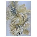 Glittery White Reindeer & Sleigh Decor Set With Turquoise Ornaments