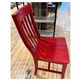 Red Painted Wooden Chairs Set of 2