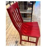 Red Painted Wooden Chairs Set of 2