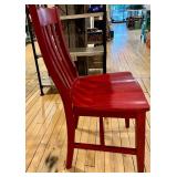 Red Painted Wooden Chairs Set of 2