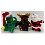 Holiday Plush Lot Christmas Tree, Moose & Santa