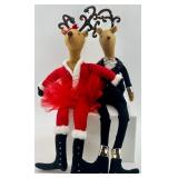 Reindeer Shelf Sitters Pair in Festive Outfits
