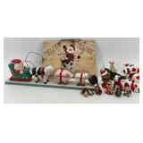 Vintage Country Christmas Santa Sleigh & Sign with Mini Figures