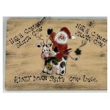 Vintage Country Christmas Santa Sleigh & Sign with Mini Figures