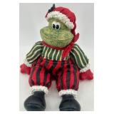 Fa La La Christmas Sign & Santa Frog Figurine Lot