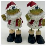 Fa La La Christmas Sign & Santa Frog Figurine Lot