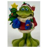 Fa La La Christmas Sign & Santa Frog Figurine Lot