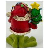 Fa La La Christmas Sign & Santa Frog Figurine Lot