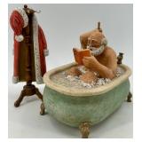 Vintage Ceramic Wind up Santa in Tub with coat rack