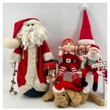 Christmas Plush Lot: Elf & Santa Figures