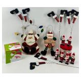 Santa Claus Christmas Ornaments & Wooden Sign Decor Lot