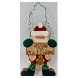 Santa Claus Christmas Ornaments & Wooden Sign Decor Lot