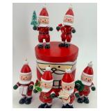 Santa Claus Christmas Ornaments & Wooden Sign Decor Lot