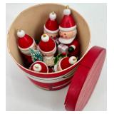 Santa Claus Christmas Ornaments & Wooden Sign Decor Lot