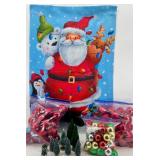 Holiday Decor Lot: Carson Santa wall decor & Glitter Ornaments & Mini Christmas Trees