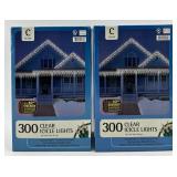 Icicle Christmas Lights & 2 Boxes of 300 Clear Icicle Light Strings - NIB