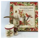 Winter Botanic Gardens Decor Set & Antler, Ceramic Jar & Framed Print