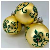 Vintage Painted Western Last Co Shoemaking Wood Form & Framed Santa Print & Gold Christmas Ornaments