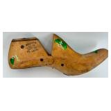 Vintage Painted Western Last Co Shoemaking Wood Form & Framed Santa Print & Gold Christmas Ornaments