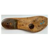 Vintage Painted Western Last Co Shoemaking Wood Form & Framed Santa Print & Gold Christmas Ornaments