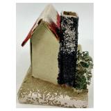 Vintage Christmas Ornaments & Snowy Cottage Figurine